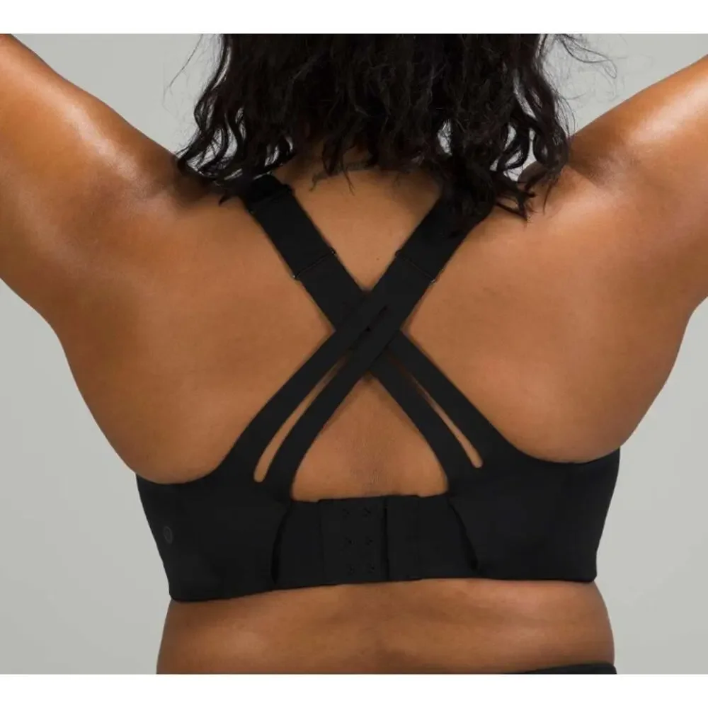 Lululemon AirSupport Bra High Support Run Black Asphalt Grey 38D